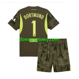 Koszulka Borussia Dortmund Gregor Kobel 1 Bramkarska Dziecięcy Wyjazdowe Koszulki Piłkarskie 2024-2025 Krótki Rękaw